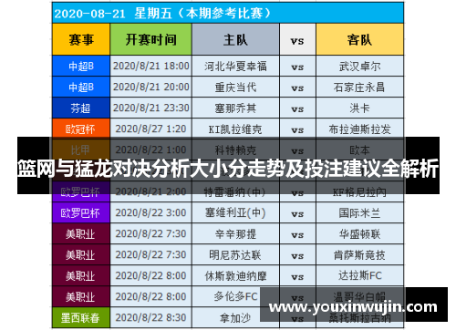篮网与猛龙对决分析大小分走势及投注建议全解析